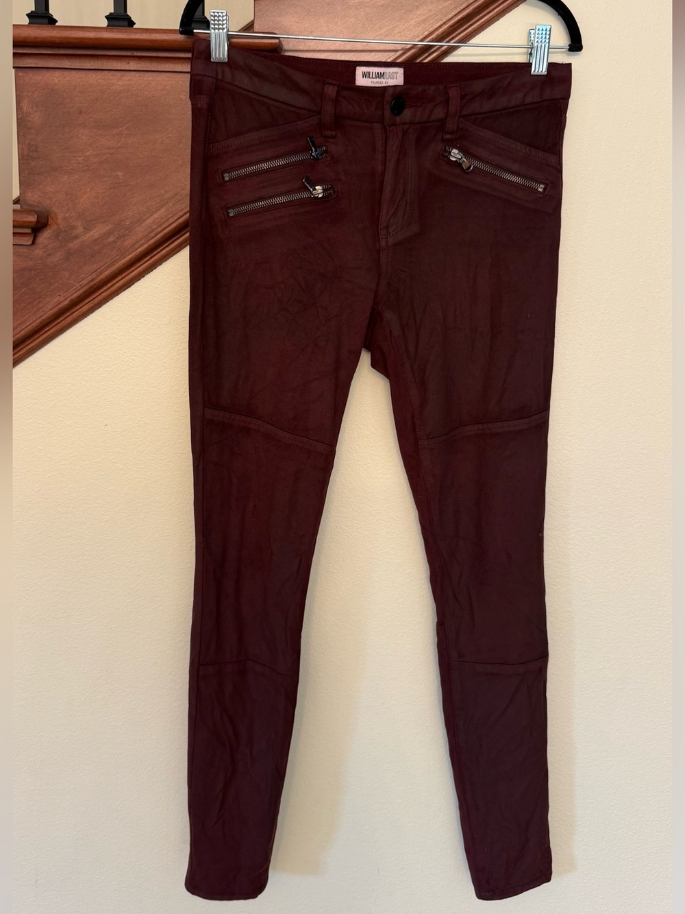 William Rast Women's Dark Burgundy Skinny Moto Jeans